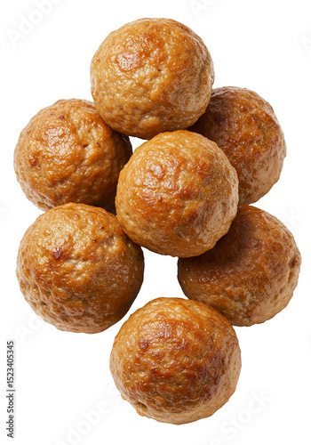 Isolated Transparent Background Image of Fried Brown Delicious Meatballs