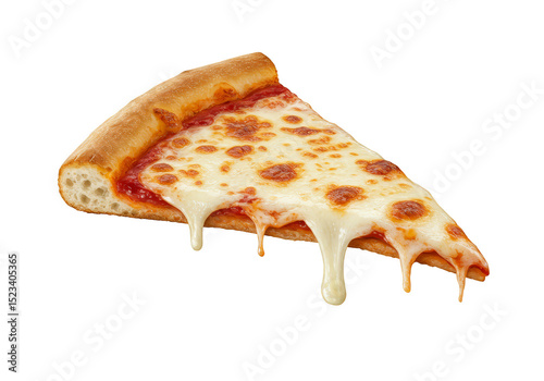 Isolated Transparent Background Image of Melted Cheese Slice Pizza
