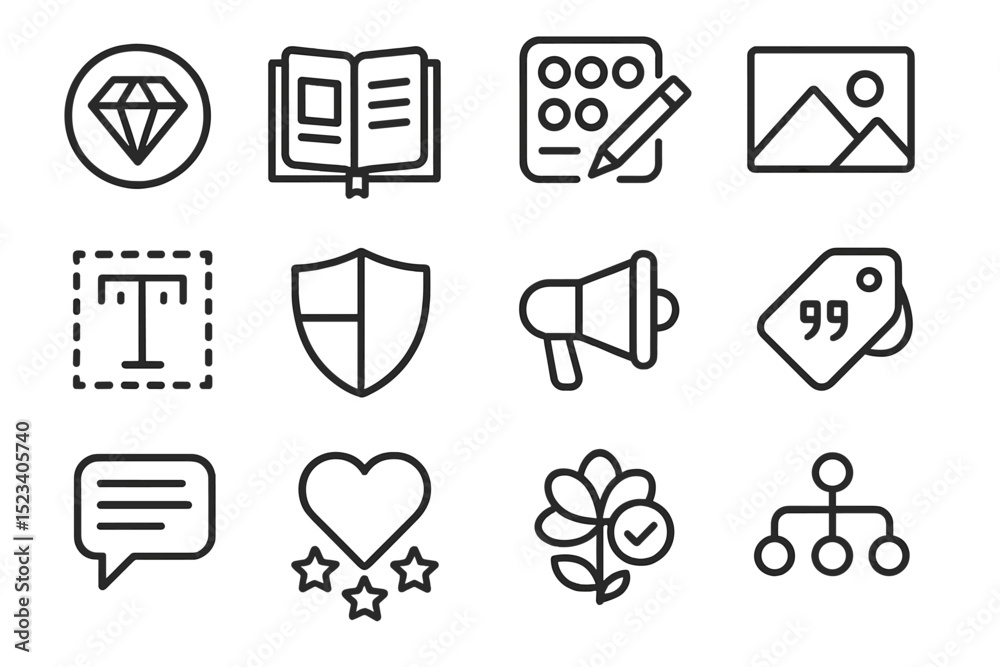 Minimalistic black icons on dark background for various applications Minimalistic black icons on dark background for various applications