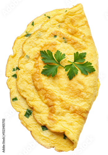 Isolated Transparent Background Of An Omelette With Fresh Parsley sprig