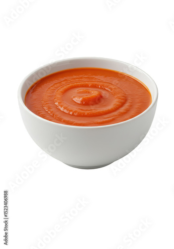 Isolated Transparent Background of White Bowl with Delicious Tomato Soup