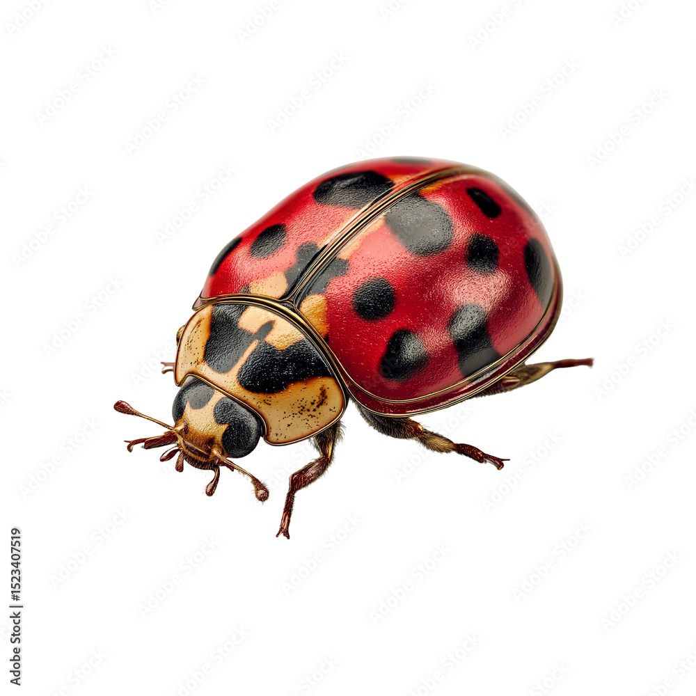 Fototapeta premium Vibrant Two-Spotted Ladybug Close-Up A Detailed Macro Photograph
