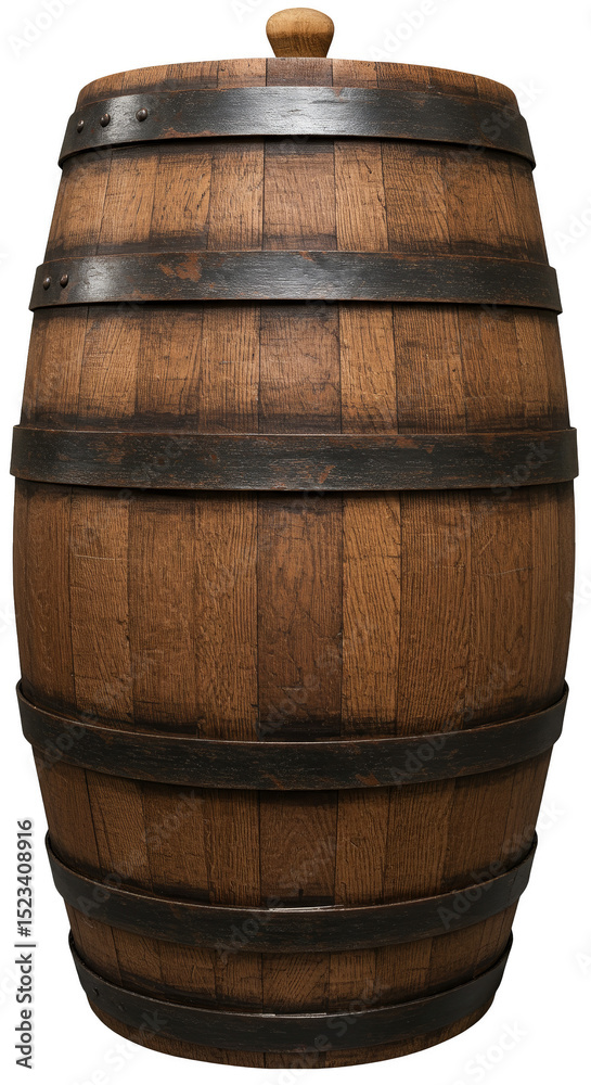 Fototapeta premium Isolated Wooden Barrel Vintage Brown Container Transparent Illustration