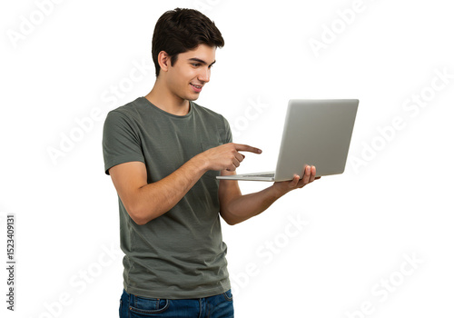 Isolated Young Man Pointing...