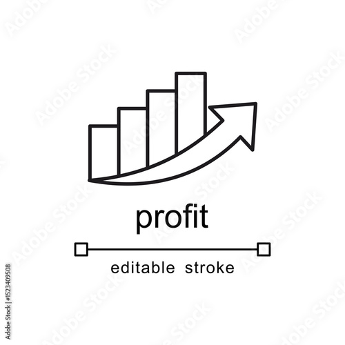 Line drawing of an upward trend graph labeled profit. Ideal for business blogs, financial reports, presentations, and educational materials.