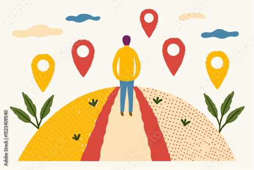 Vector Infographic Elements - man in looking for path