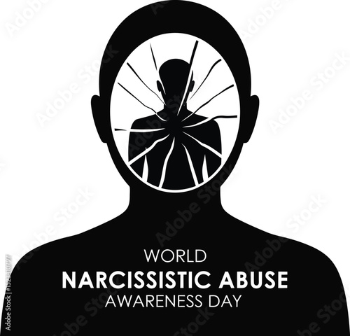 Silhouette of a person with a shattered head containing another person inside for awareness day