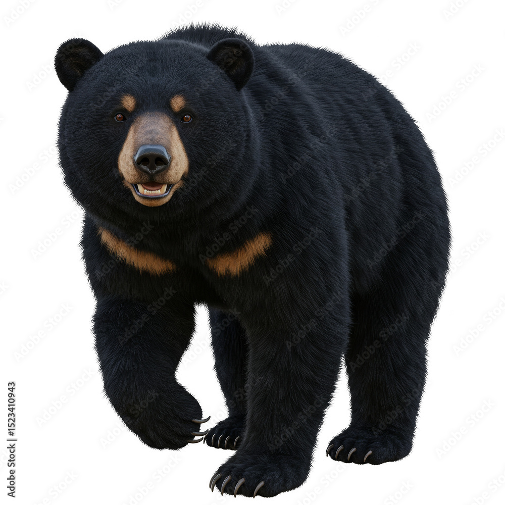 Fototapeta premium Realistic Full Body Black Bear Isolated with Transparent Background
