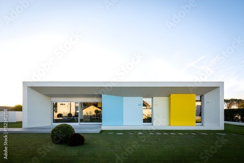Modern Small Minimalistic Colorful House Random TerrainVibrant Textures Elegant Design AI-Generated