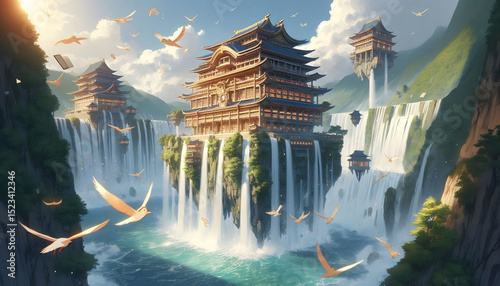 Ancient Floating Library – Tranquil Temples Above the Clouds
