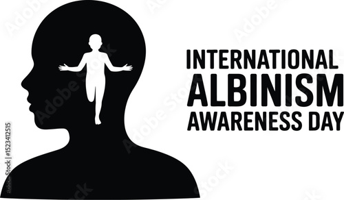 International albinism awareness day poster with head silhouette and person inside the head shape