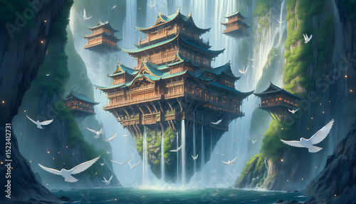 Ancient Floating Library – Tranquil Temples Above the Clouds