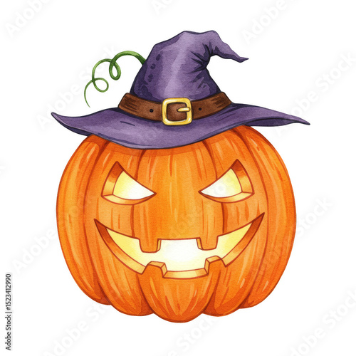 Watercolor Halloween Pumpki...