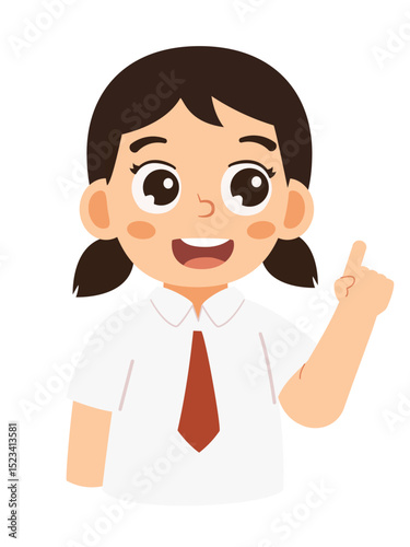 Cartoon Illustration of a Girl with Idea