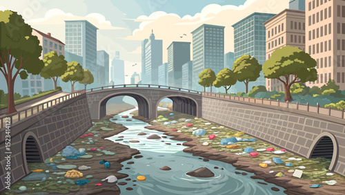Urban River Pollution A Citys Waste in a Polluted Stream