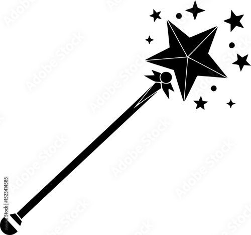 magic wand silhouette,Magician, wizard, spell vector icons
