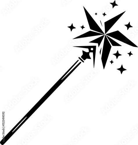 magic wand silhouette,Magician, wizard, spell vector icons
