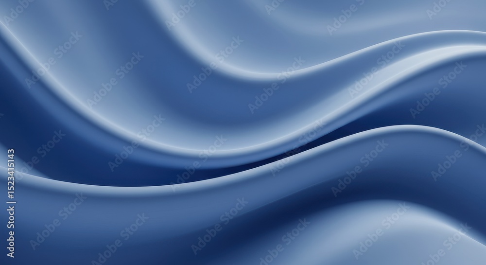 Obraz premium Elegant blue silk fabric texture, flowing satin waves background, luxury smooth textile material with soft folds and ripples for premium design