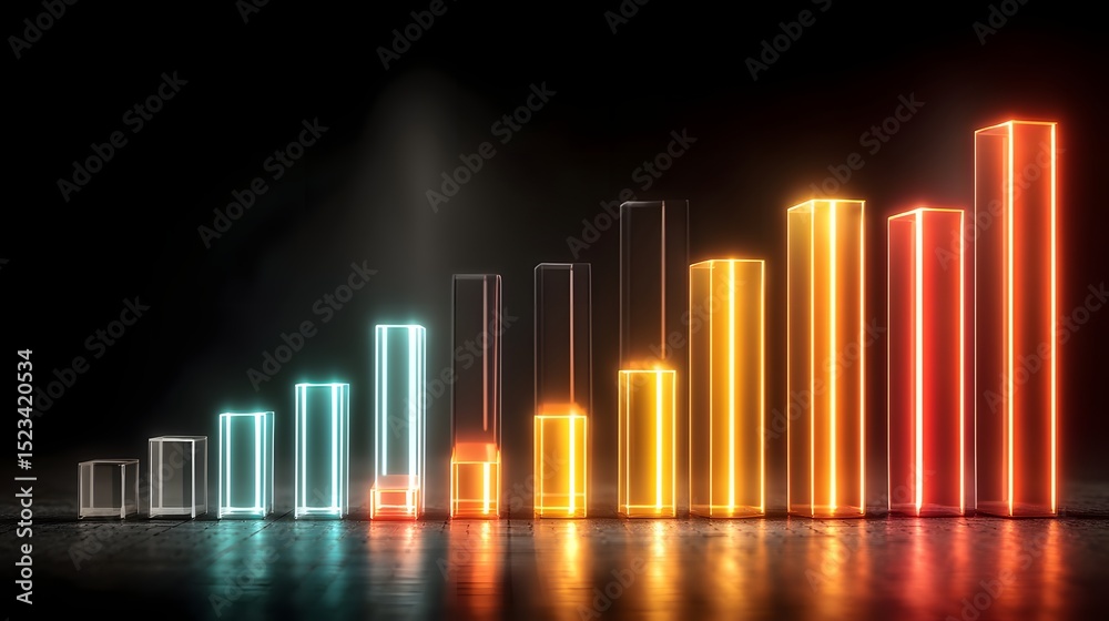 Fototapeta premium Neon graphs depicting soaring profits in energy efficient businesses