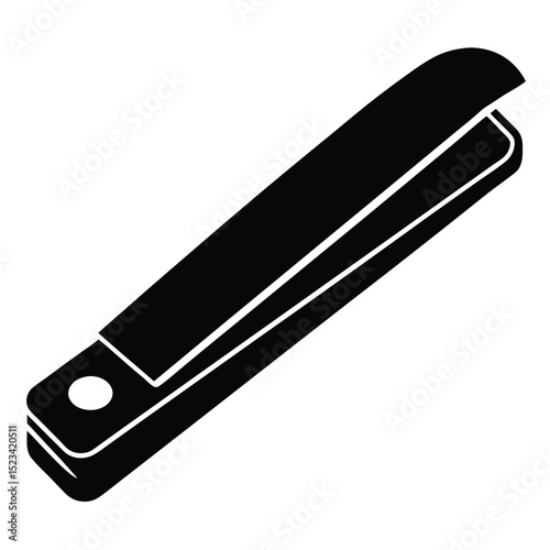 Black and white stapler illustration depicting office supplies and stationery for design use