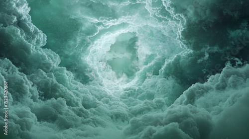 Goal of Life Mindset, Success, Calm and Goal symbol. Mysterious turquoise clouds swirling in a dramatic sky, creating an ethereal atmosphere.