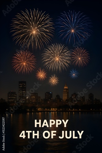 Nighttime Fireworks Spectacle with Urban Silhouette