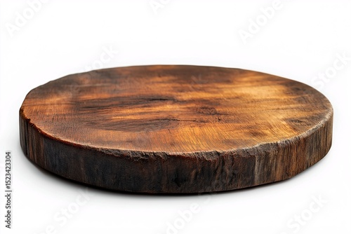Rustic Circular Wooden Cutting Board. Artisan Handcrafted Solid Wood Kitchen Serving Tray with Natural Texture and Grain Pattern for Farmhouse Style Home Decor and Food Presentation