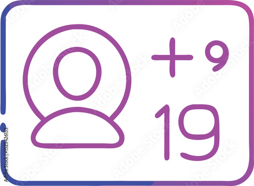 Colorful social media profile concept depicting followers and number of new followers icon