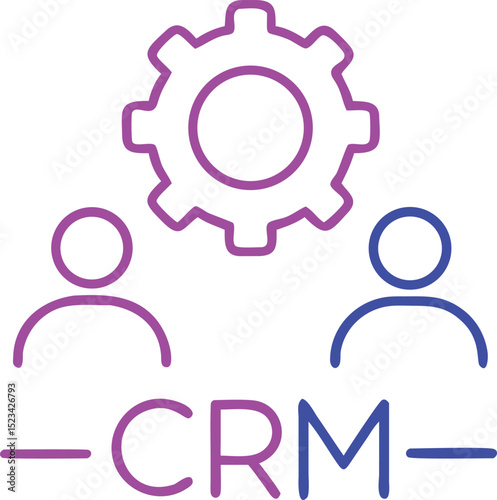 Crm teamwork and settings icon illustration with transparent background