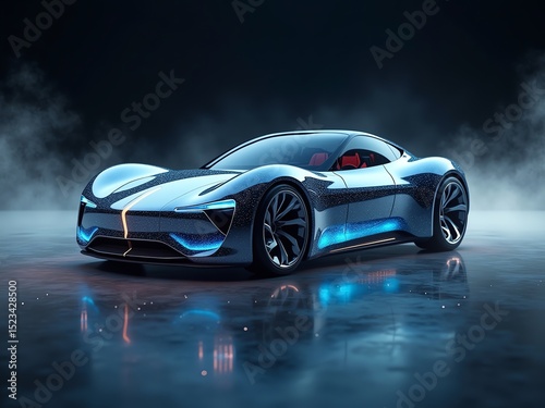Sleek modern vehicle design on glossy surface
