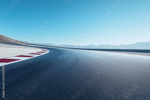 Scenic Mountain Backdrop Race Track. High-Speed Asphalt Adventures on a Sunny Day