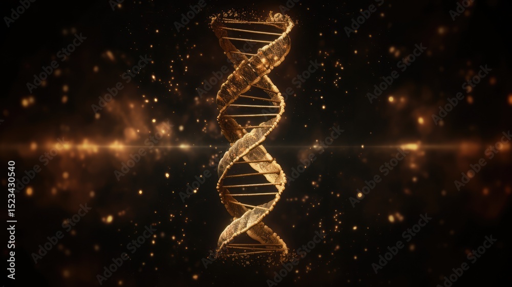 Obraz premium DNA helix structure on black background showing genetic science and biotechnology concept
