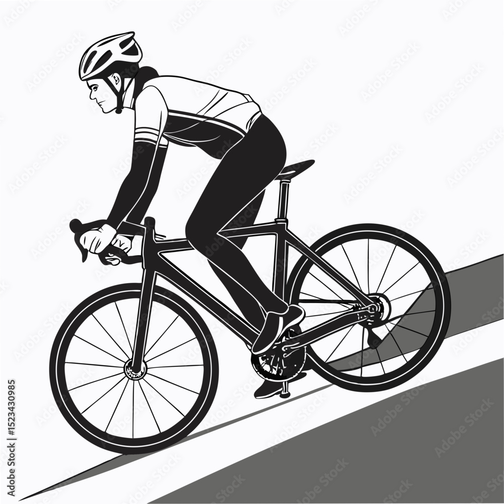 Fototapeta premium Professional cyclist riding road bike isolated on white background