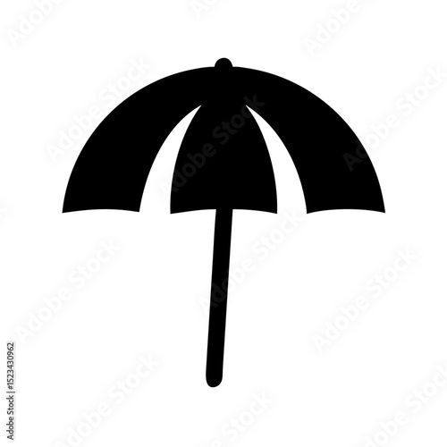 Beach umbrella silhouette design, clean cutout, vector shape, transparent background