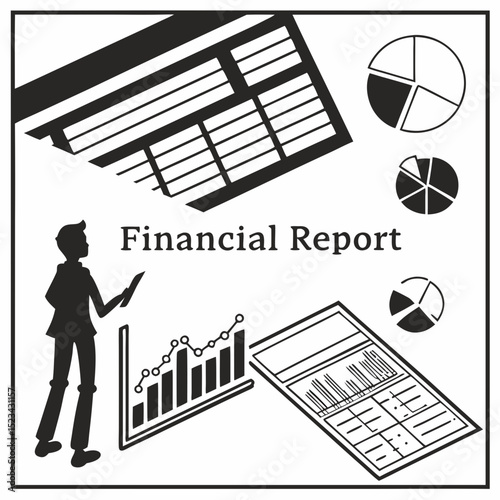 Financial report analysis businessman charts graphs data