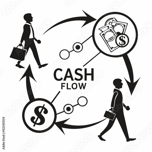 Businessmen walking cash flow cycle money finance