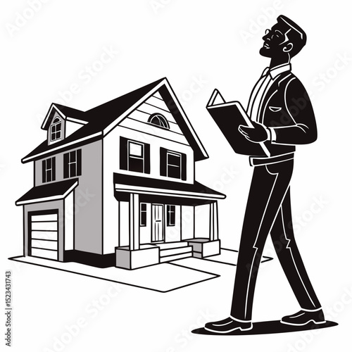 Realtor walking towards new house holding documents