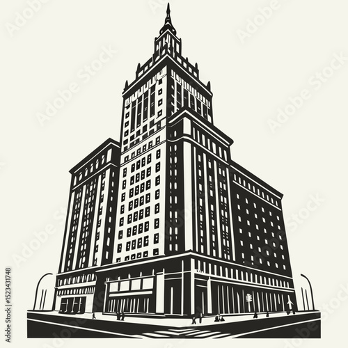 Majestic warsaw palace of culture and science skyscraper illustration