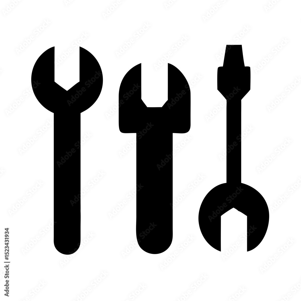 Black silhouette design of illustration tools, isolated on white background Black silhouette design of illustration tools, isolated on white background
