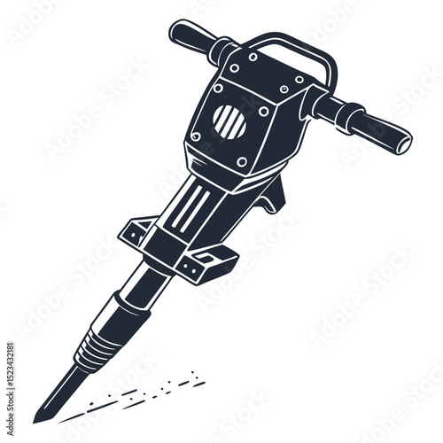 Powerful demolition jackhammer icon vector illustration