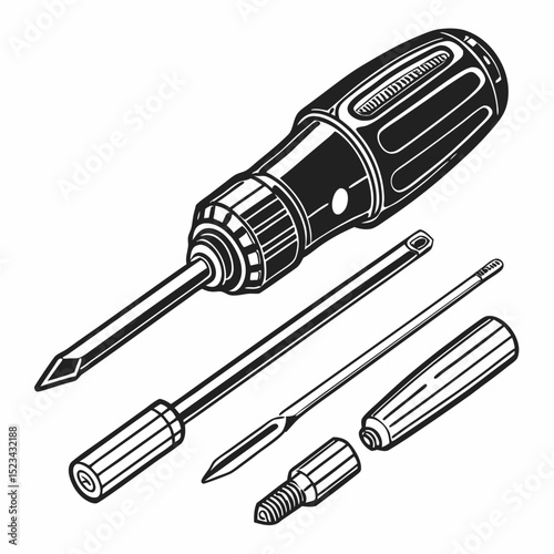 Professional vector illustration of screwdriver set isolated on white background