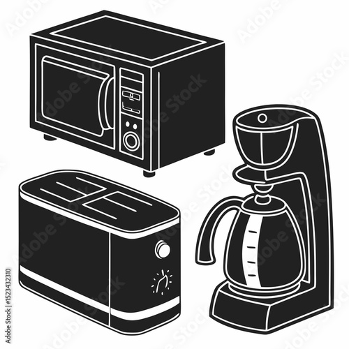 Kitchen appliances microwave toaster coffee maker breakfast essentials