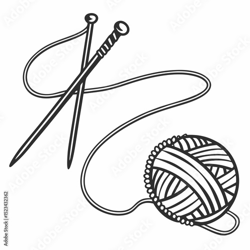 Knitting needles yarn ball craft hobby handmade diy project