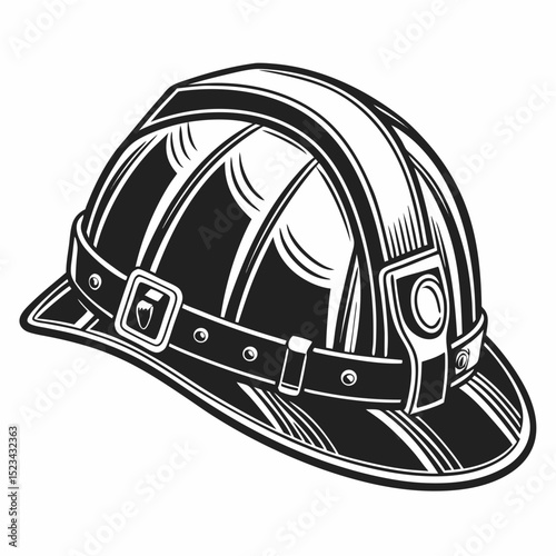 Professional vintage miner helmet cutout isolated on white background