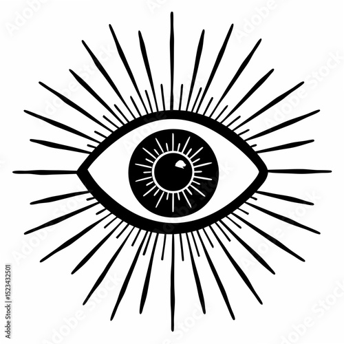 All seeing eye with rays professional graphic design element