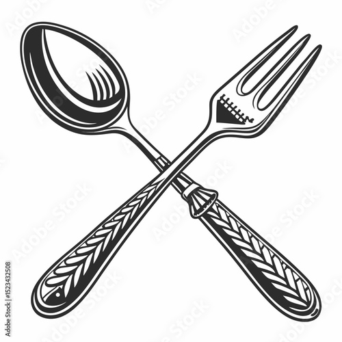 Elegant spoon and fork crossed design restaurant menu food cutlery