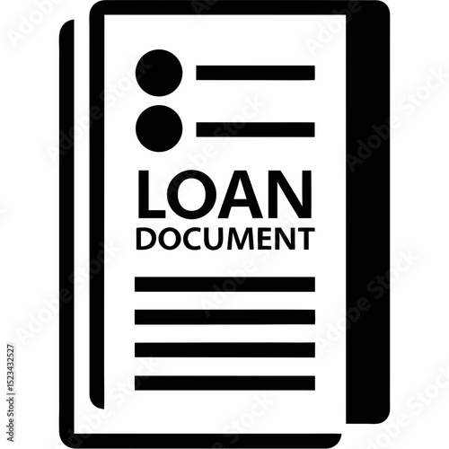 Loan document icon black and white simple graphic