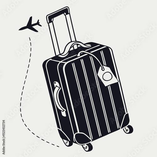 Rolling suitcase travel bag airplane journey vacation trip