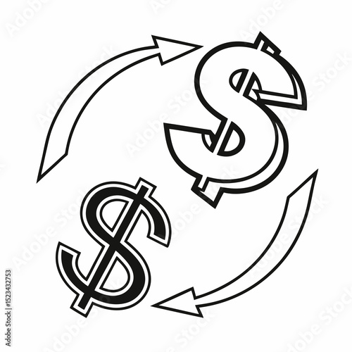 Money exchange currency transfer dollar sign arrows finance business banking