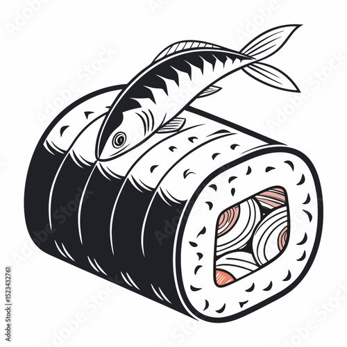 Delicious sushi roll with fresh fish topping japanese cuisine